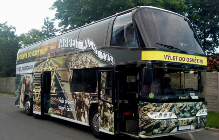 Auschwitz families furious! Tour firm uses bus with images of real victims