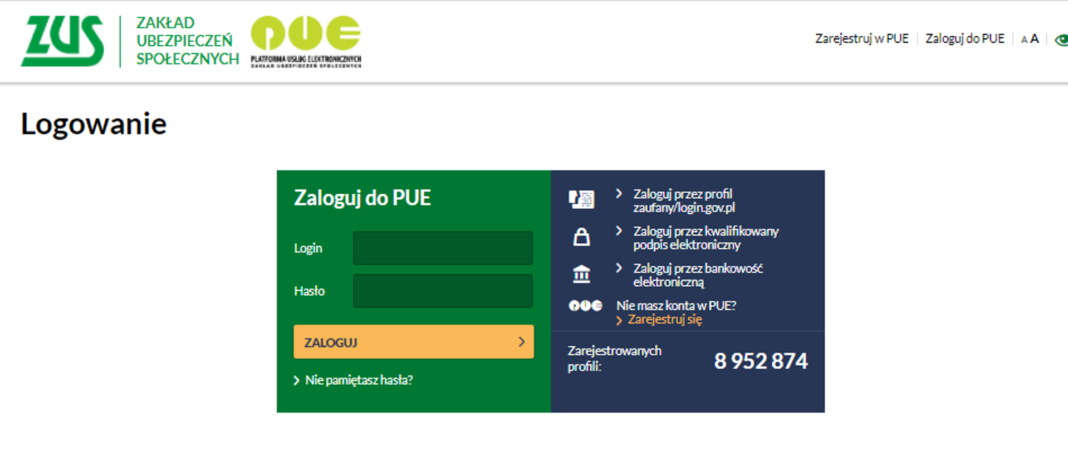 PUE ZUS (Platforma Usług Elektronicznych Zakładu Ubezpieczeń Społecznych) to internetowy system stworzony przez Zakład Ubezpieczeń Społecznych (ZUS).