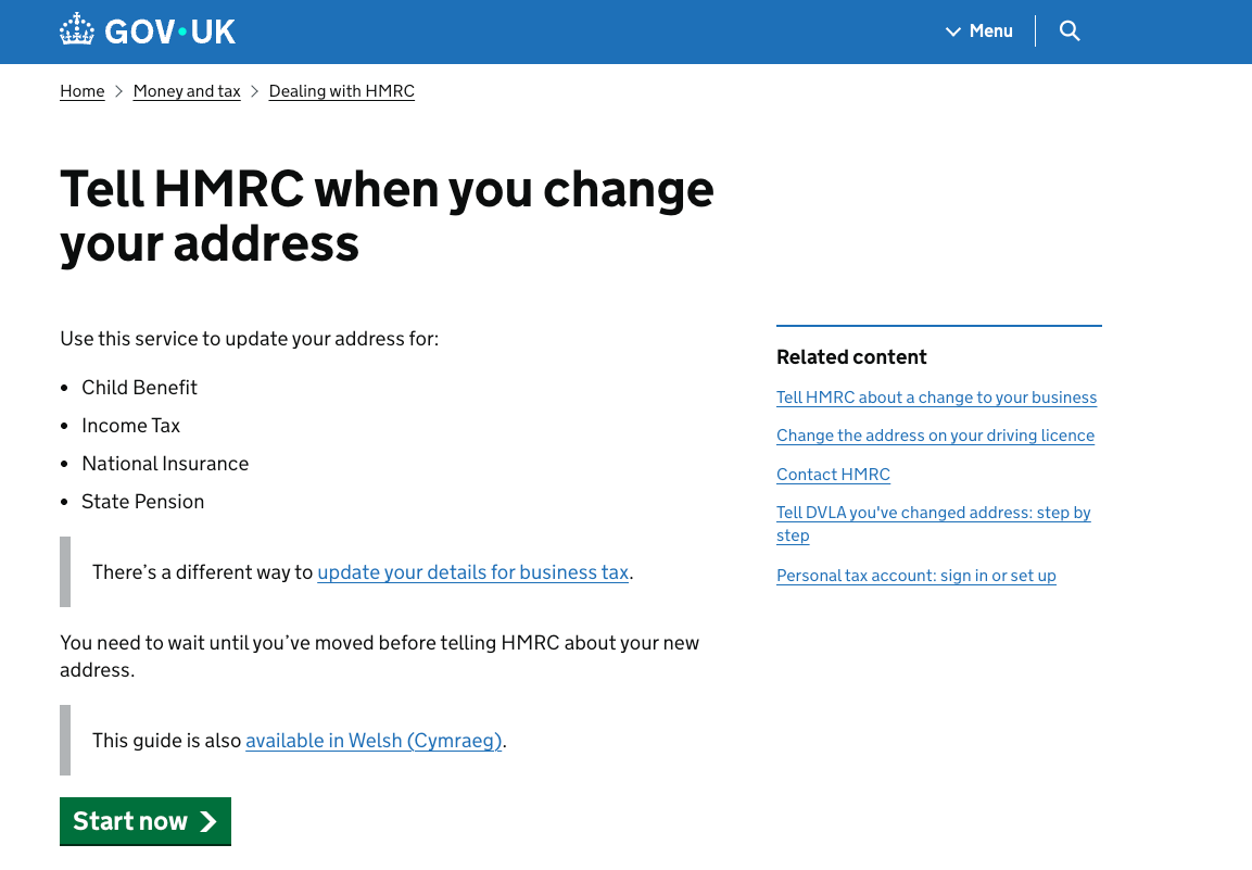 Jak zmienić adres w HMRC na polski?