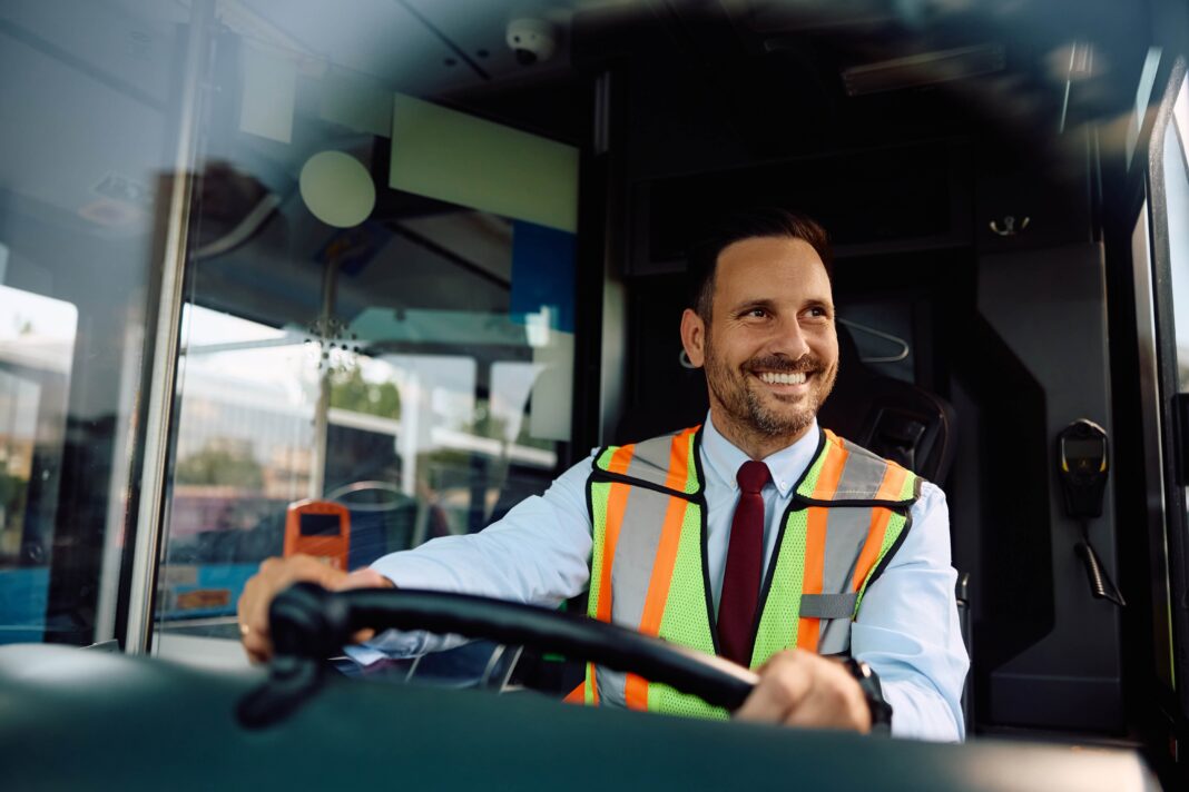 Happy,Man,Working,As,Bus,Driver. protest kierowców autobusów