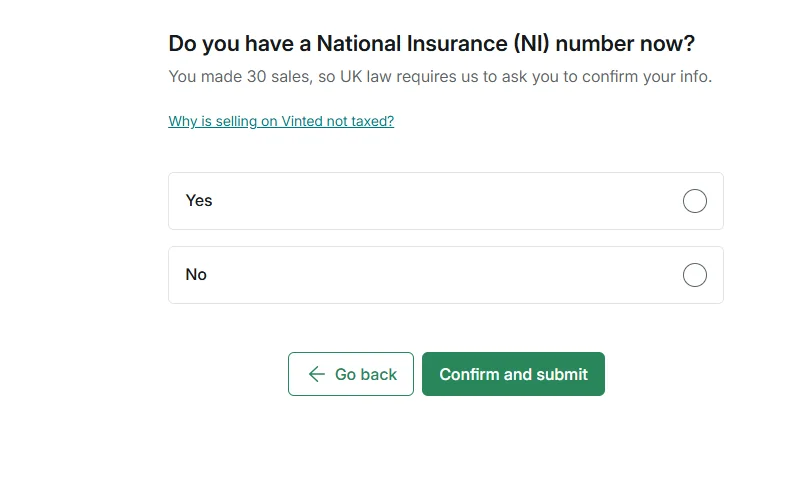 Platformy sprzedażowe wymuszają na sprzedających osobach prywatnych podawanie danych takich jak National Insurance Number. 