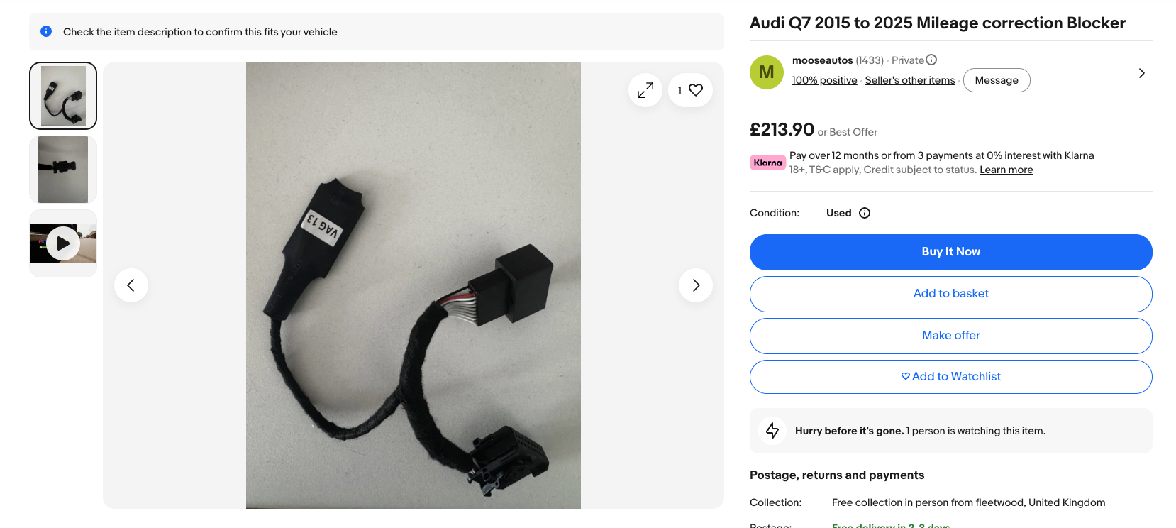 Na eBay mileage blocker do Audi Q7 kupimy za nieco ponad 200 funtów. Ofert do innych marek samochodów są tysiące.